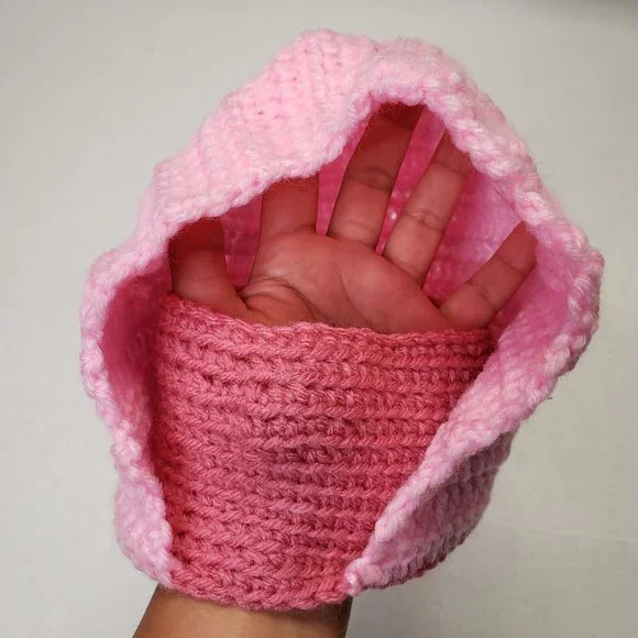 Girls Kids Pink Crochet Unique Handmade Hoodie with Mask | Facemask - Picture 2 of 7